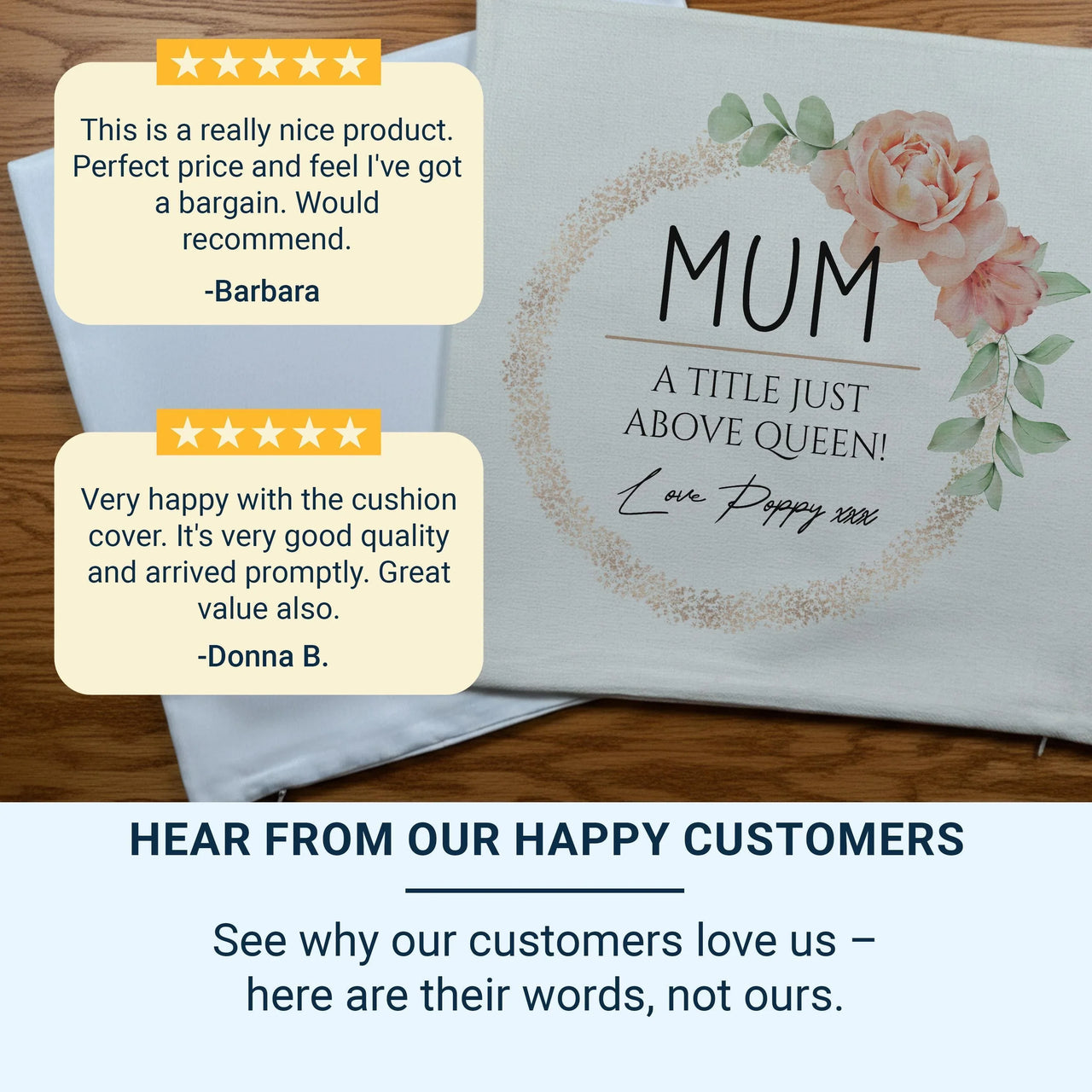 Personalised Mum Cushion – Floral Design Pillow | Soft Touch Linen Cover Gift