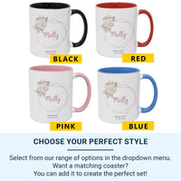Bridesmaid Mug Personalised with Floral Frame, Custom Name and Date _ Wedding Thank You Keepsake