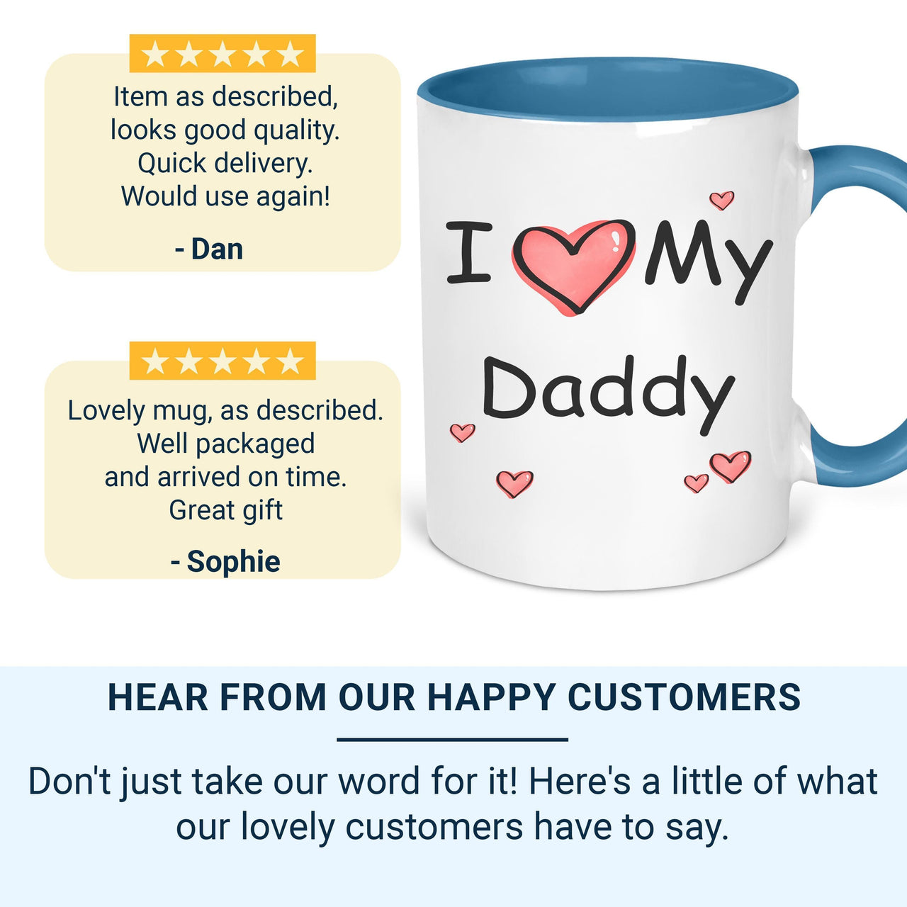 I Love My Daddy Mug _ Personalised Fathers Day Gift from Kids with Heart Design
