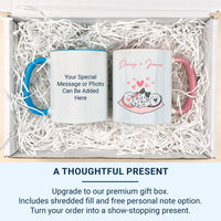 Personalised Couple Cat Mug – Custom Cat Names Heart Pillow | Romantic Anniversary Gift