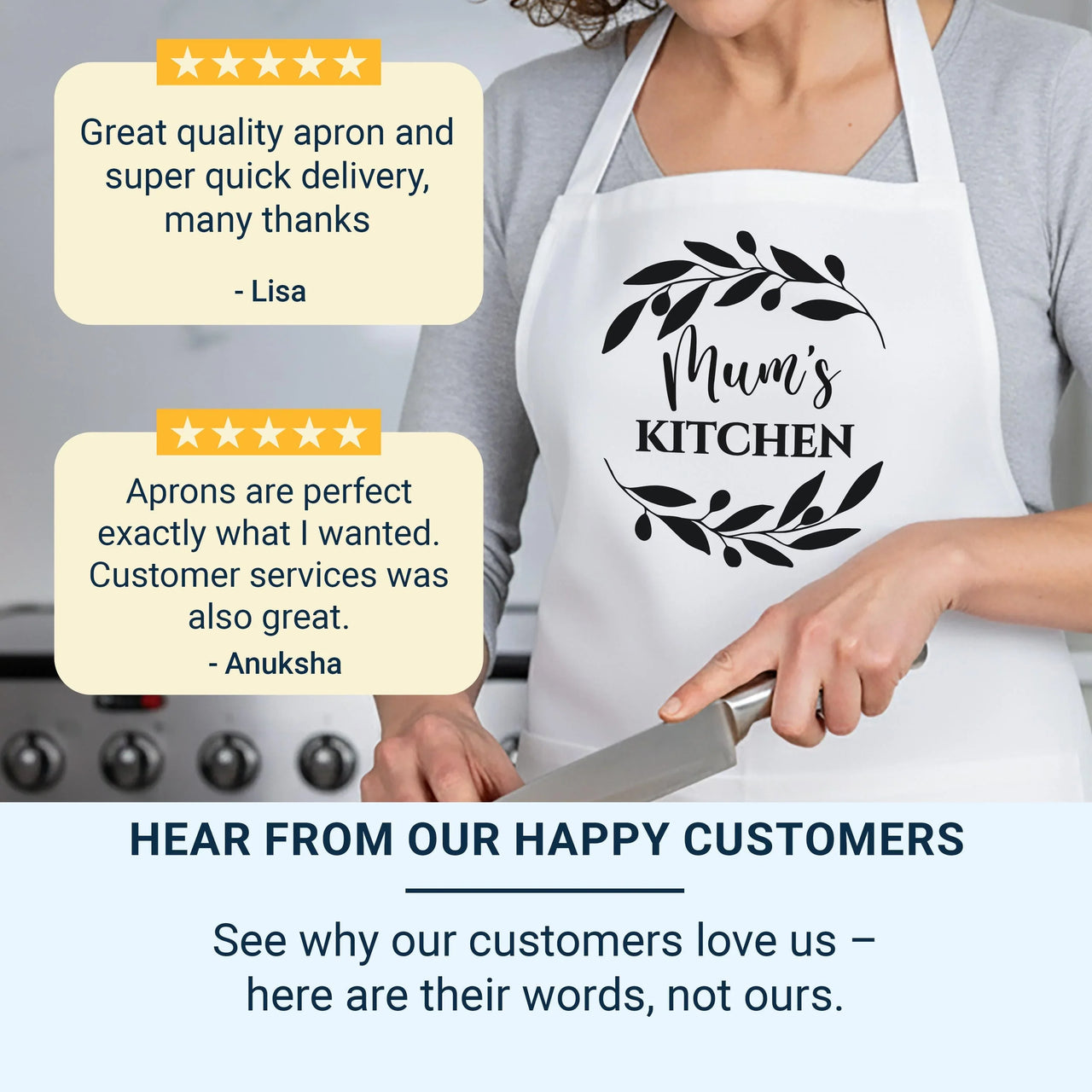 Personalised Baking Apron - Custom Name, One Size Adjustable Cotton Blend Gift