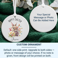 Bunny Easter Ornament - Watercolour Keepsake with Flowers & Name for Children