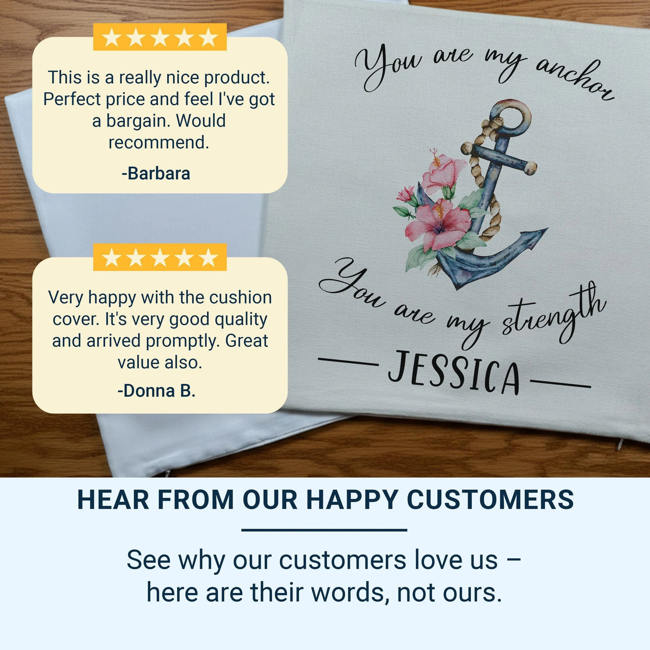 Personalised Anchor Cushion – Nautical Themed Cushion With Custom Name Pillow