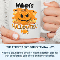 Personalised Halloween Mug – Pumpkin Jack O Lantern with Spooky Bats for Kids