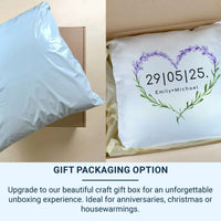 Personalised Lavender Cushion – Floral Heart Pillow Cover With Custom Name & Date Keepsake