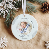 Baby Photo Ornament - Welcome to World Keepsake with Picture & Birth Details