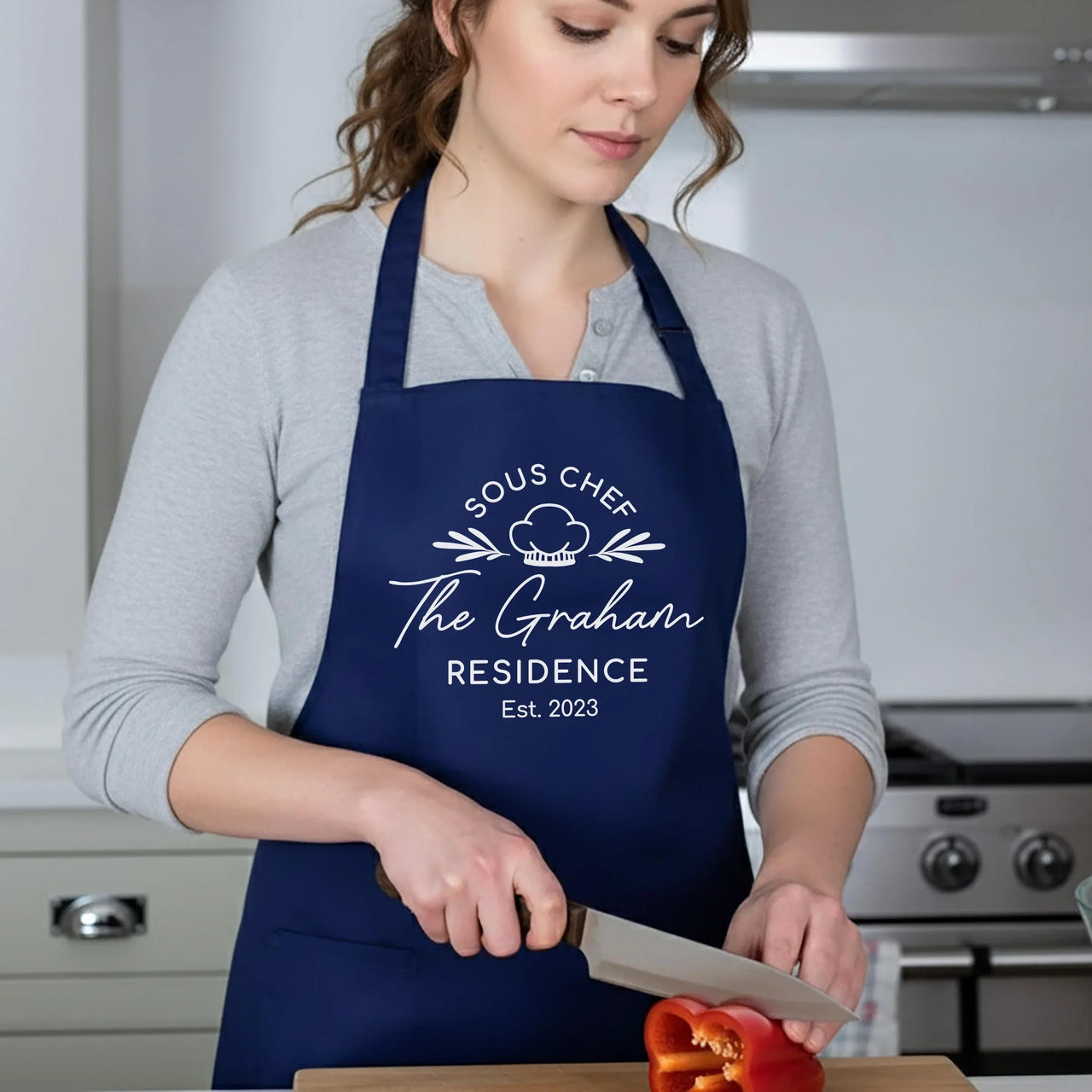 Matching Couple Aprons – Personalised Cooking Aprons With Adjustable Neck Strap