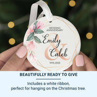 Wedding Anniversary Ornament - Floral Keepsake with Years for Couples Celebration