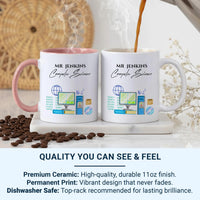 Personalised Teacher Mug - Computer Science Mug with Surname & Tech Icons - IT Teacher Gift