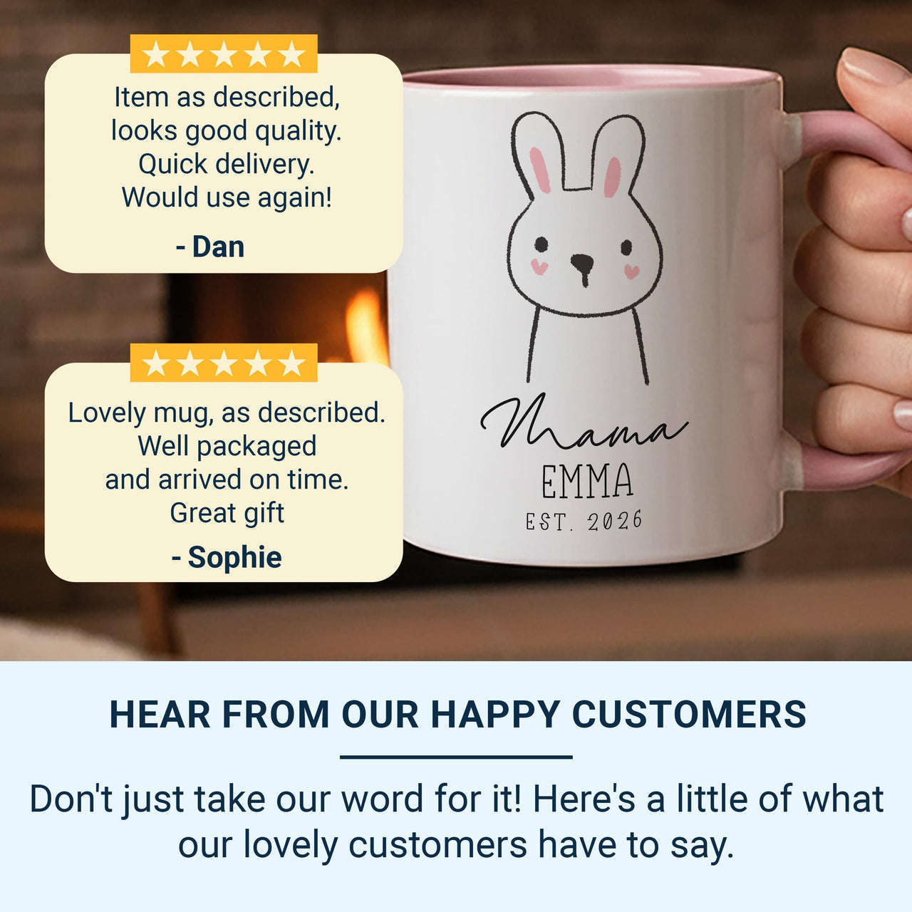 New Mama Mug – Personalised Name and EST. 2026 with Cute Bunny – First Mother’s Day, Baby Shower and Hospital Bag Gift