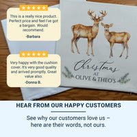 Personalised Family Christmas Cushion - Watercolour Deer Design with Names