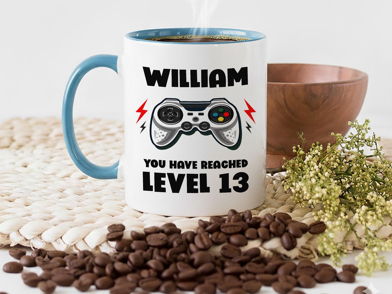 You Have Reached Level… Personalised Gamer Birthday Mug - Name, Age and Controller Design - Level-Up Party and Gaming Marathon Gift