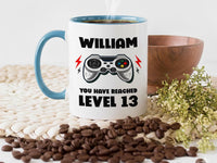 You Have Reached Level… Personalised Gamer Birthday Mug - Name, Age and Controller Design - Level-Up Party and Gaming Marathon Gift
