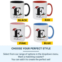 Personalised Initial Christmas Mug with Santa Hat, Family Mugs for Christmas Eve, Hot Chocolate Station