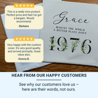 Personalised Birthday Cushion – Floral Design Cushion | Custom Name & Year 1976 Gift