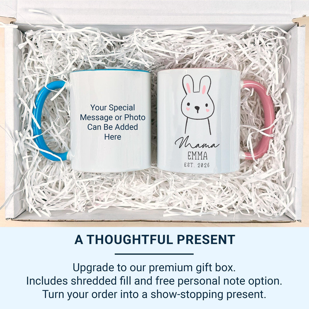 New Mama Mug – Personalised Name and EST. 2026 with Cute Bunny – First Mother’s Day, Baby Shower and Hospital Bag Gift
