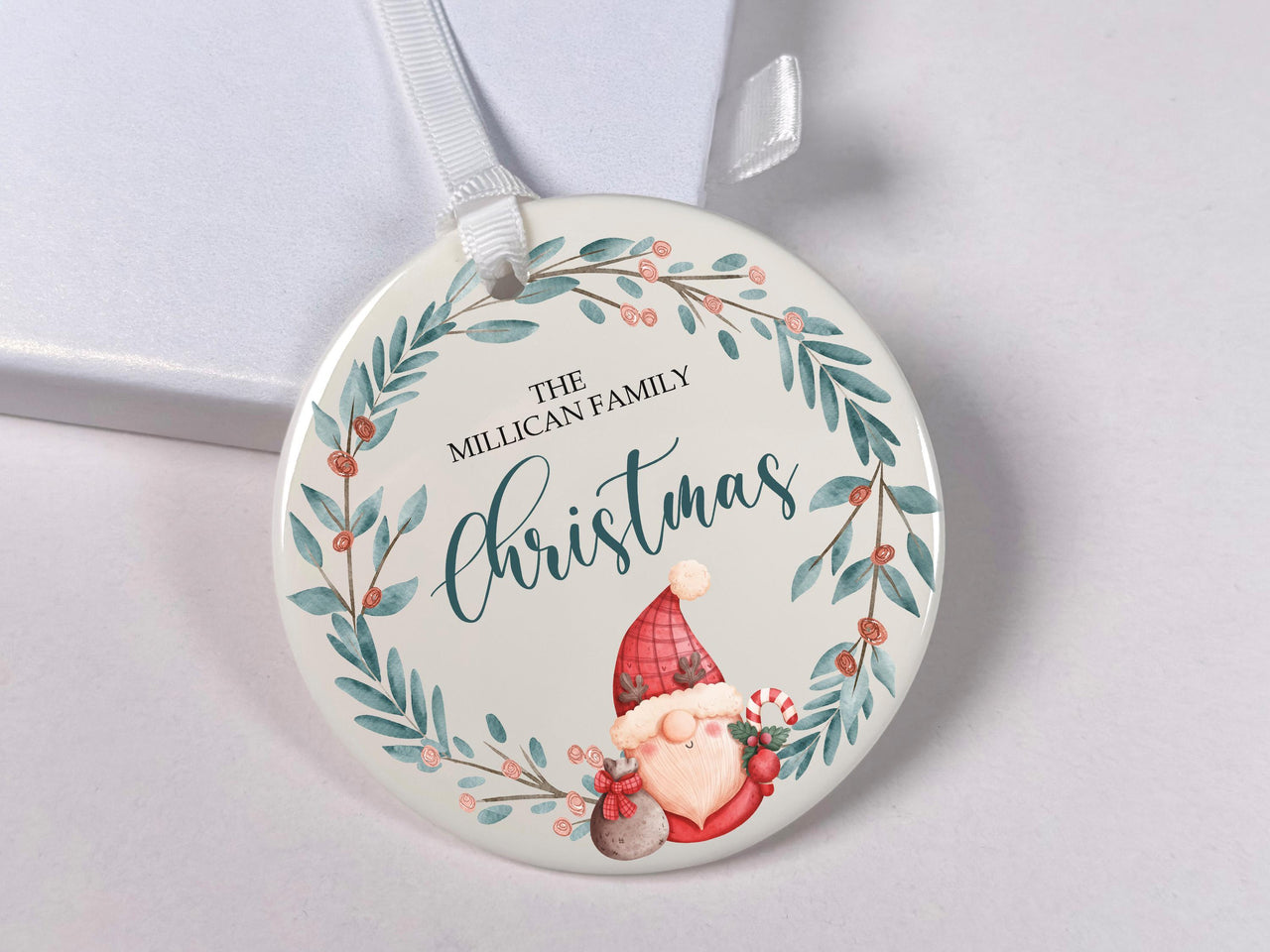 Personalised Christmas Family Ornament - Gonk Xmas Bauble - Gnome Ceramic Decoration - Family Gift - Christmas Present