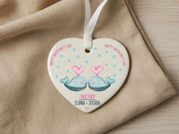 Valentine Whales Heart Ornament - Ocean Love Keepsake with Names for Couples DENMARY