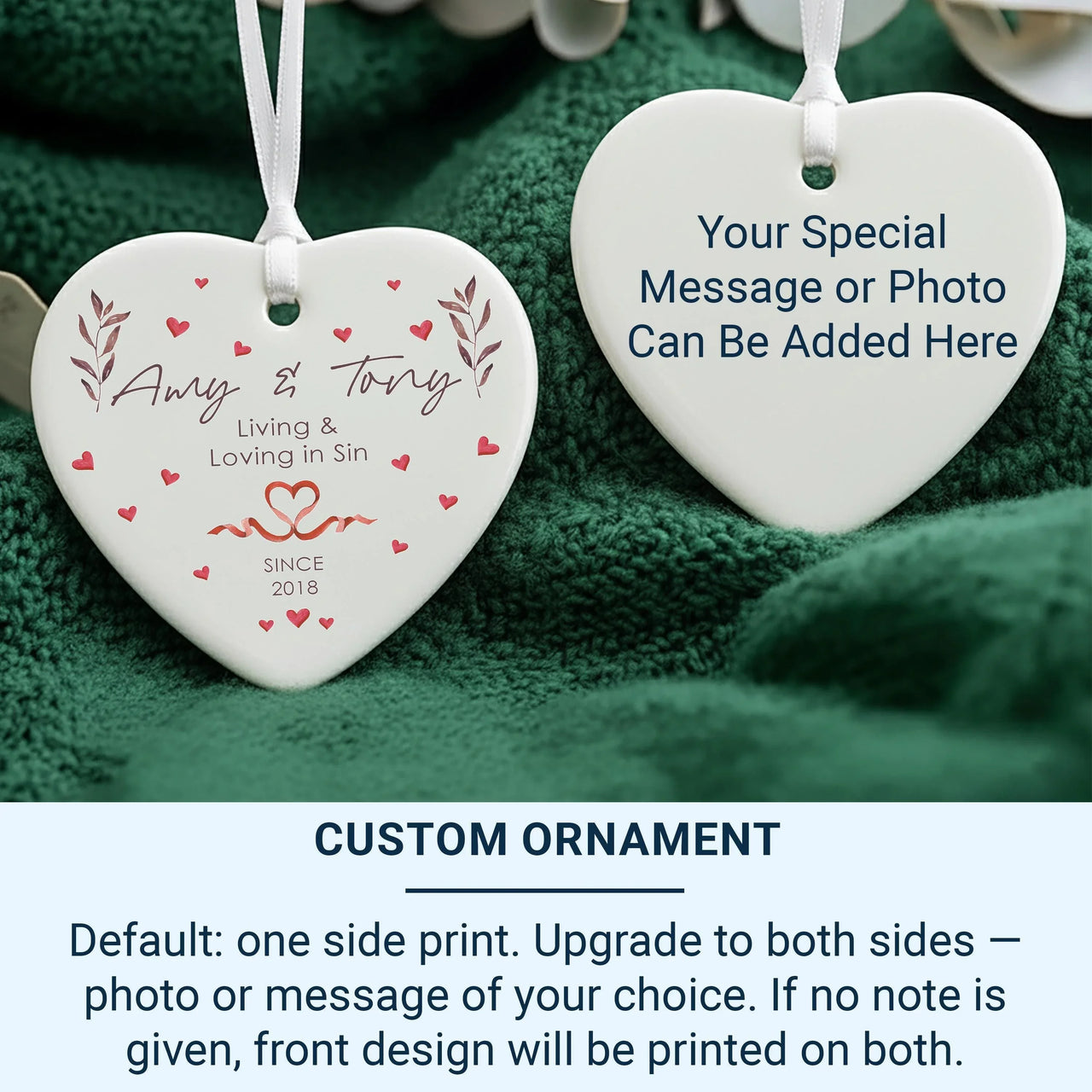 Funny Valentine Heart Ornament - Living Loving in Sin Keepsake with Names