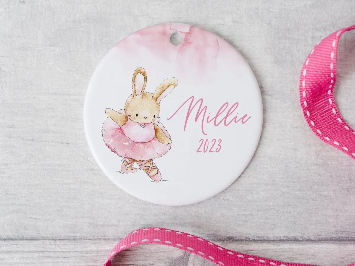 Ballet Bunny Keepsake - Personalised Daughter Gift - Christmas Ballerina Ornament - DENMARY