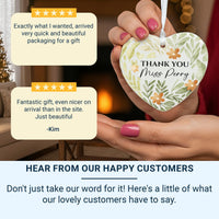 Teacher Heart Ornament - Green Floral Thank You Keepsake with Name DENMARY