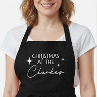 Personalised Christmas Apron – Custom Family Name | Adjustable Kitchen Apron Gift