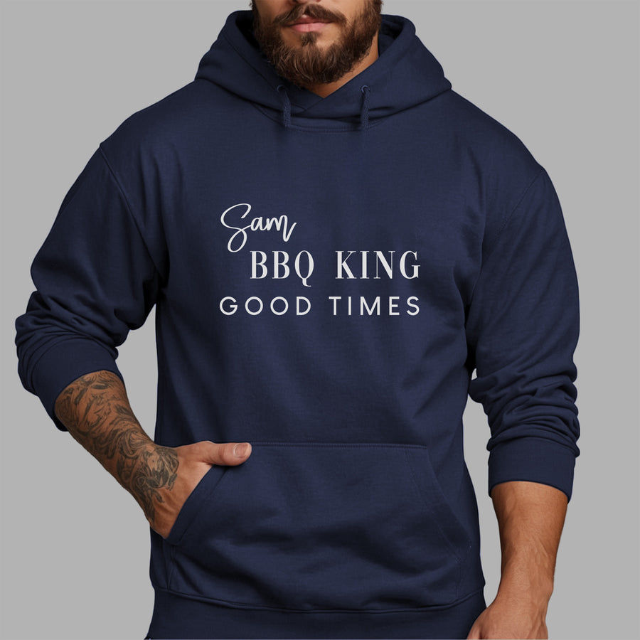 BBQ King Good Times Iron-On Transfer - Personalised Name Design - photo of the finished product