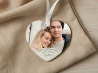Customisable Love Heart Photo Ceramic Ornament - A Romantic Anniversary Gift for Couples