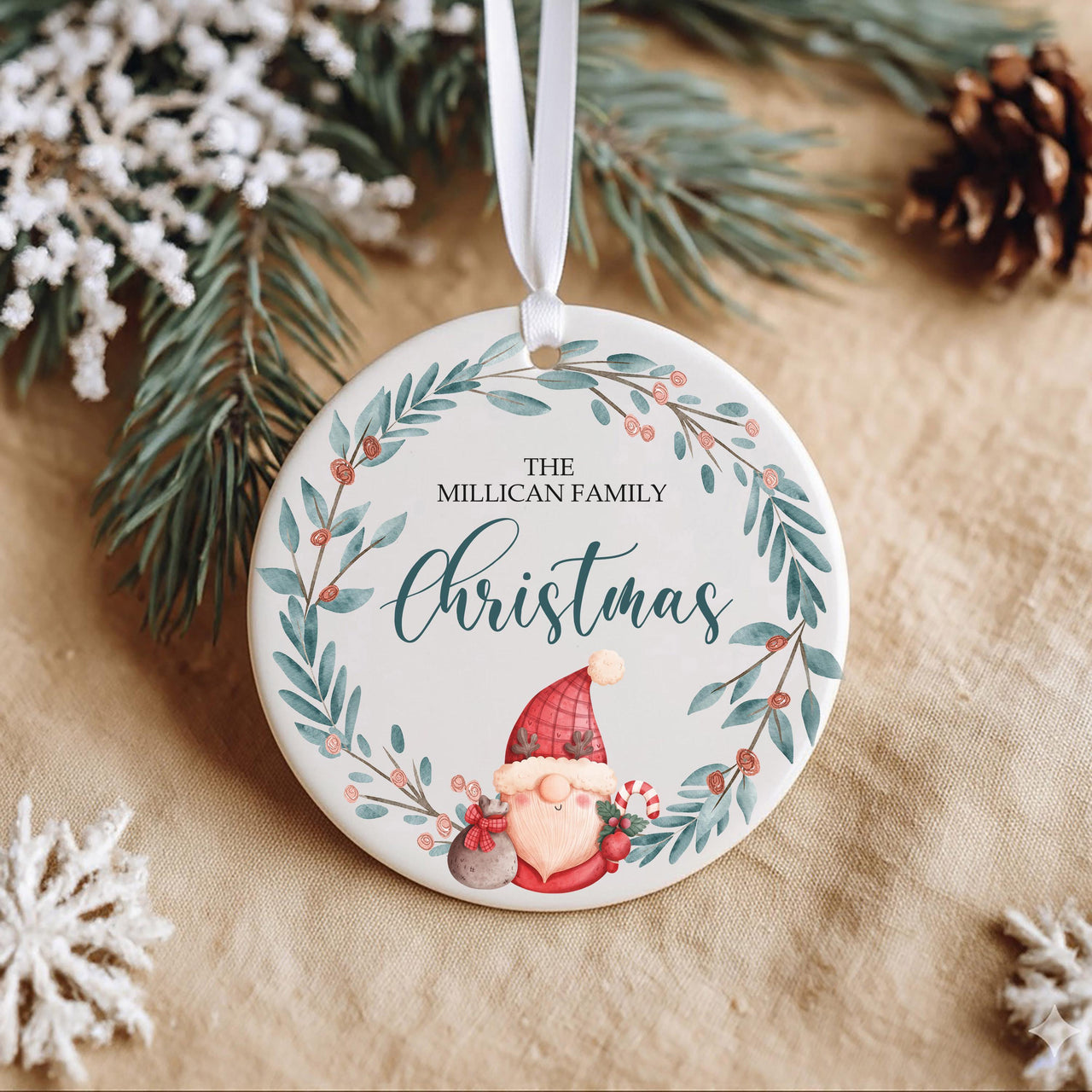 Personalised Christmas Family Ornament - Gonk Xmas Bauble - Gnome Ceramic Decoration - Family Gift - Christmas Present