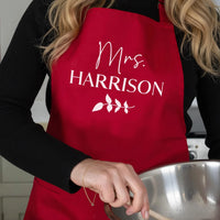Personalised Couples Apron – Custom Mr And Mrs Kitchen Apron With Adjustable Neck Strap