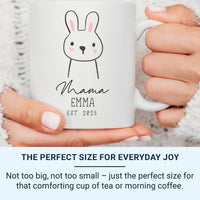 New Mama Mug – Personalised Name and EST. 2026 with Cute Bunny – First Mother’s Day, Baby Shower and Hospital Bag Gift