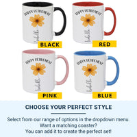 Happy Retirement Personalised Mug – Floral Name Design – Leaving Gift and New_Chapter Keepsake for Colleagues and Friends