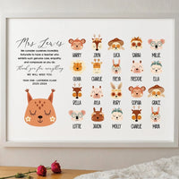 Thumbnail for Bespoke Classroom Art - Animal Faces - Gift for School Occasions - DENMARY