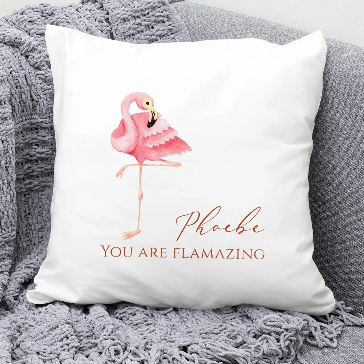 Bespoke Flamingo Pillow - Birthday - Christmas - Child - Friend - Pink & Plush - DENMARY