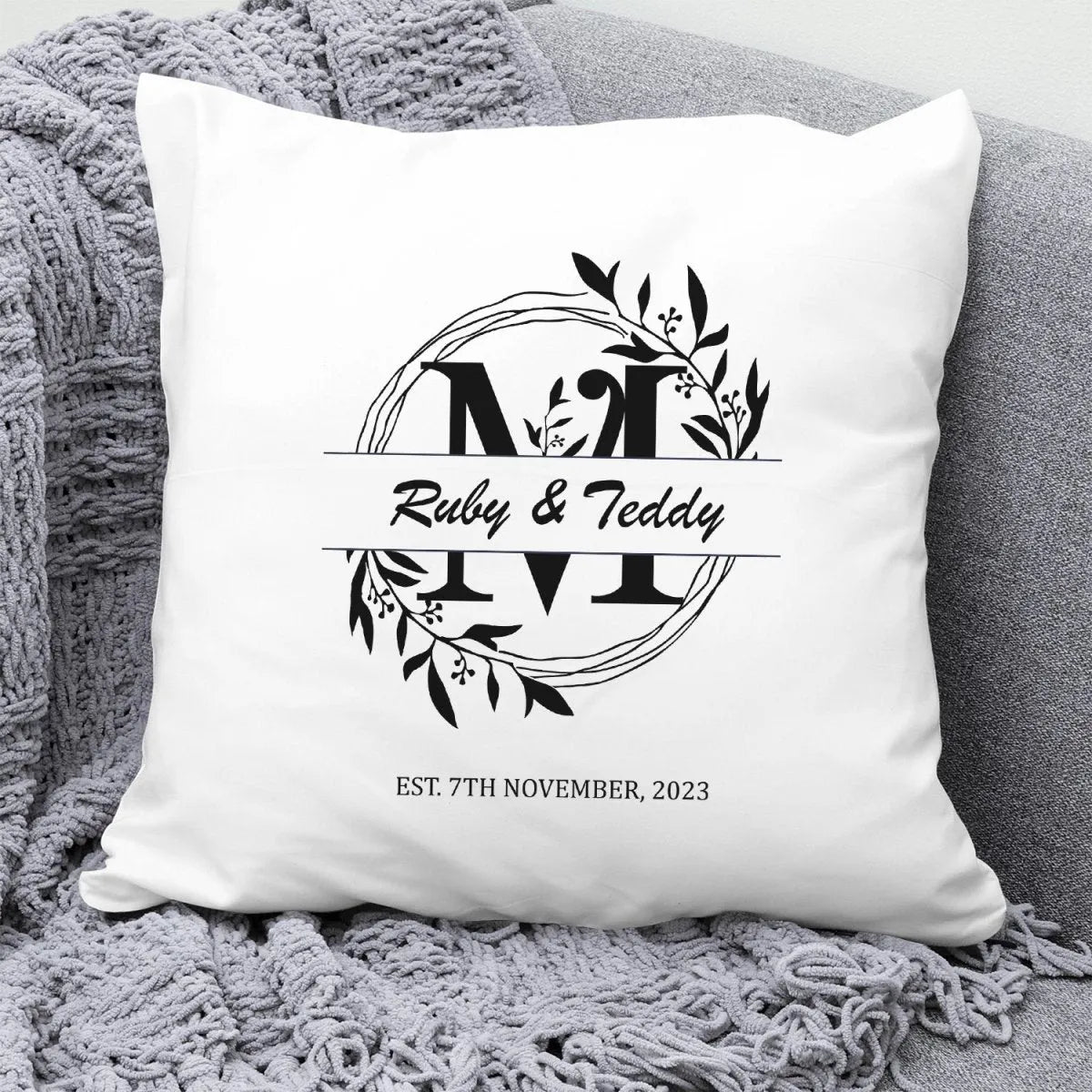 Bespoke Initial Pillow - Wedding - Anniversary Gift - Couples' Monogram Cushion - DENMARY