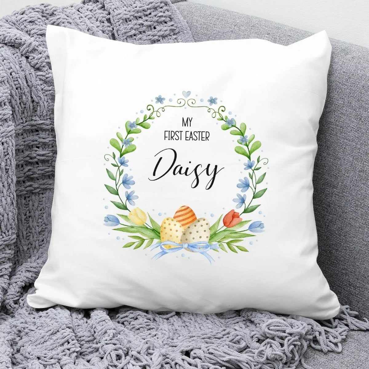 Bespotted Bunny Personalised Cushion - Baby's 1st Easter - New Parent Gift - DENMARY