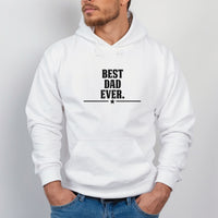 Best Dad Ever Iron-On Transfer - Ready-Made Father's Day Design shown on a hoodie