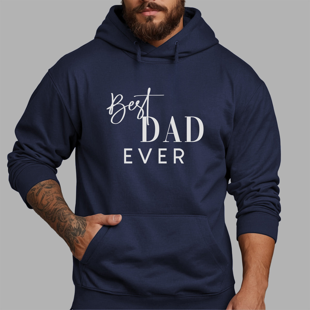 Best Dad Ever Iron-On Transfer shown on a hoodie