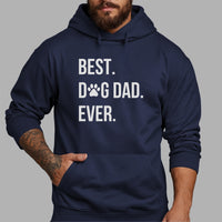Best Dog Dad Ever Iron-On Transfer - Paw Print Slogan Design shown on a hoodie