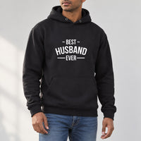 Best Husband Ever Iron-On Transfer, shown on a black hoodie