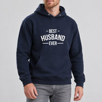 Best Husband Ever Iron-On Transfer, shown on a navy hoodie