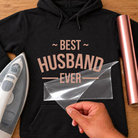 Mockup: black hoodie with rose gold 