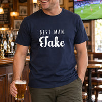 Best Man Iron-On Transfer - Personalised Wedding Name Design, shown on a navy t-shirt