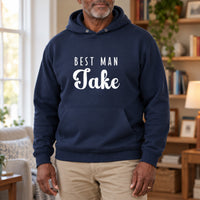 Best Man Iron-On Transfer - Personalised Wedding Name Design, shown on a navy hoodie