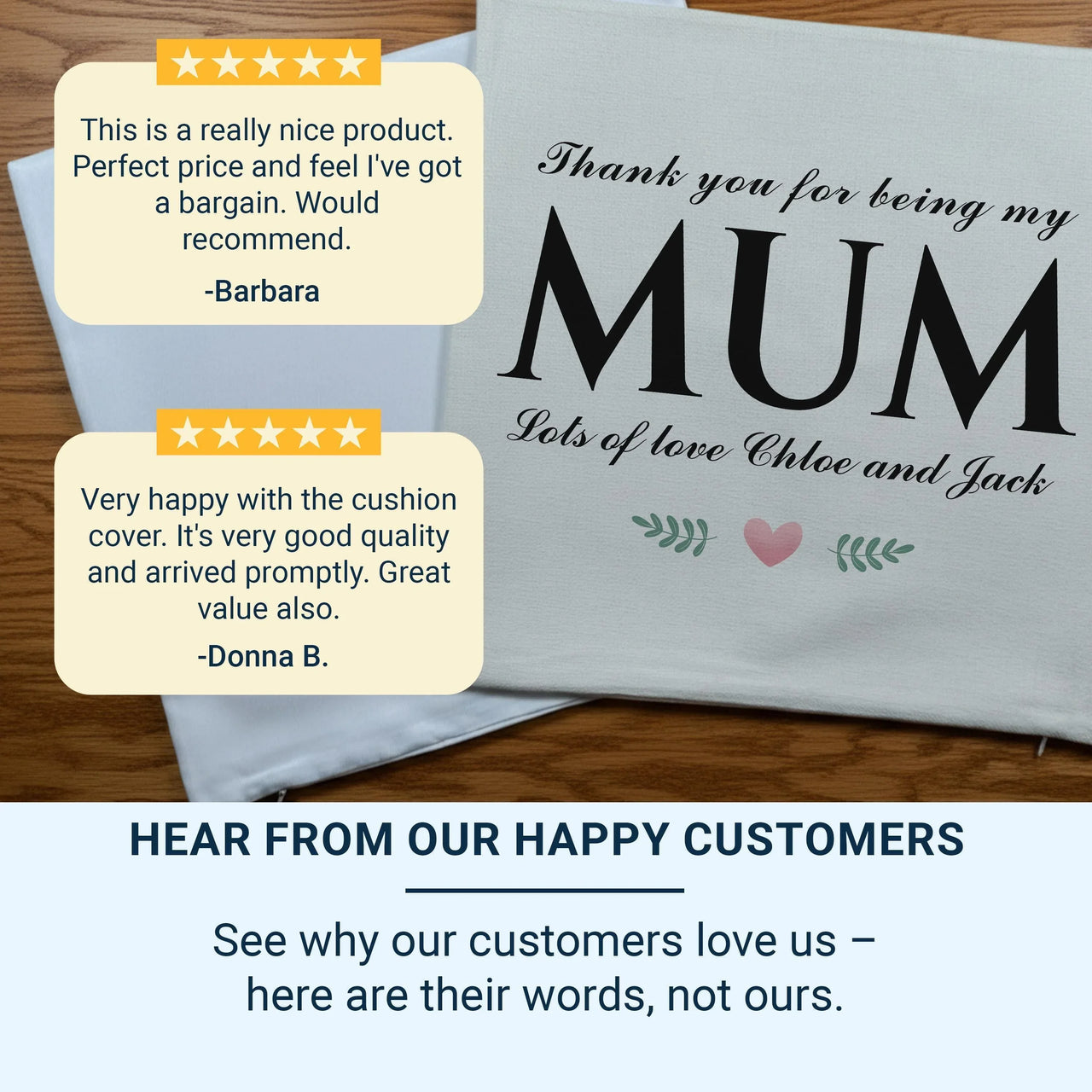 Personalised Mum Cushion – Floral Cushion Cover With Custom Name Pillow Gift DENMARY