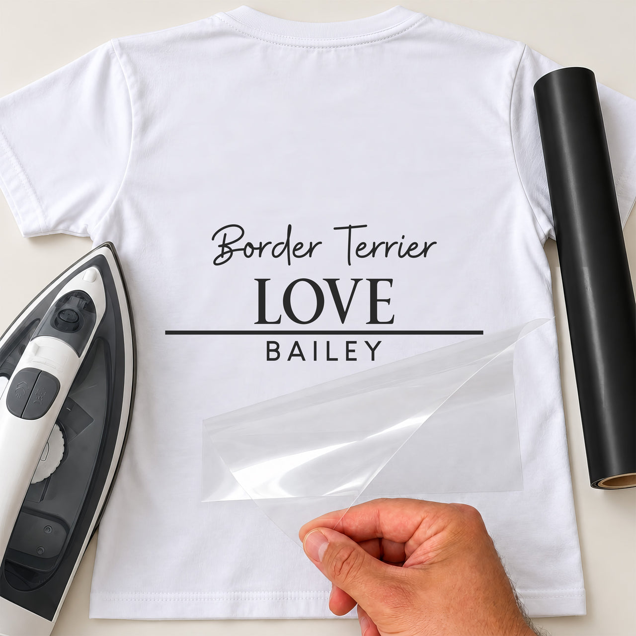 Border Terrier Iron-On Transfer - Personalised Pet Name Design