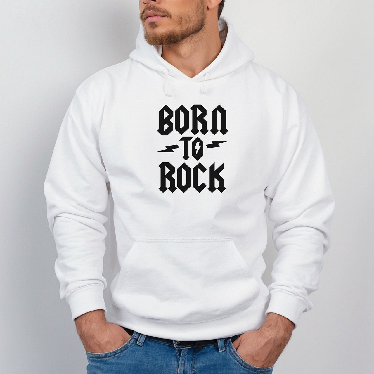 Born To Rock Iron-On Transfer shown on a hoodie