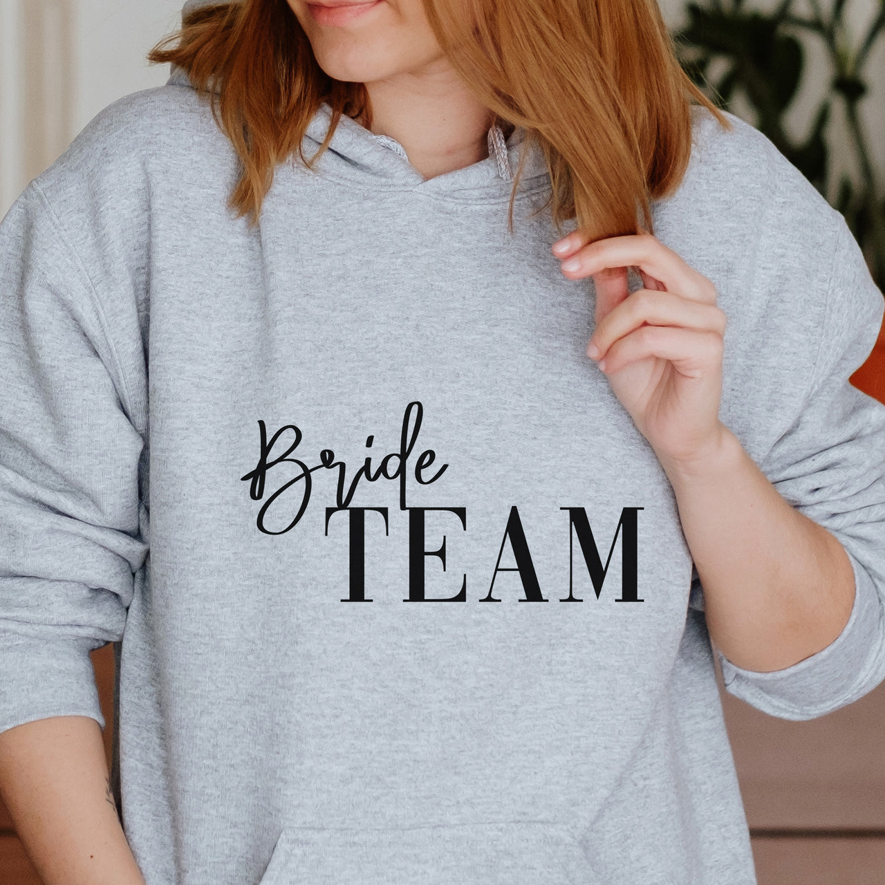 Bride Team Iron-On Transfer - Ready-Made Hen Party Design shown on a hoodie