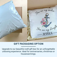 Personalised Anchor Cushion – Nautical Themed Cushion With Custom Name Pillow