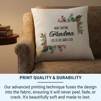 Personalised Grandma Cushion – Floral Cushion Design | Christmas Keepsake Pillow Gift